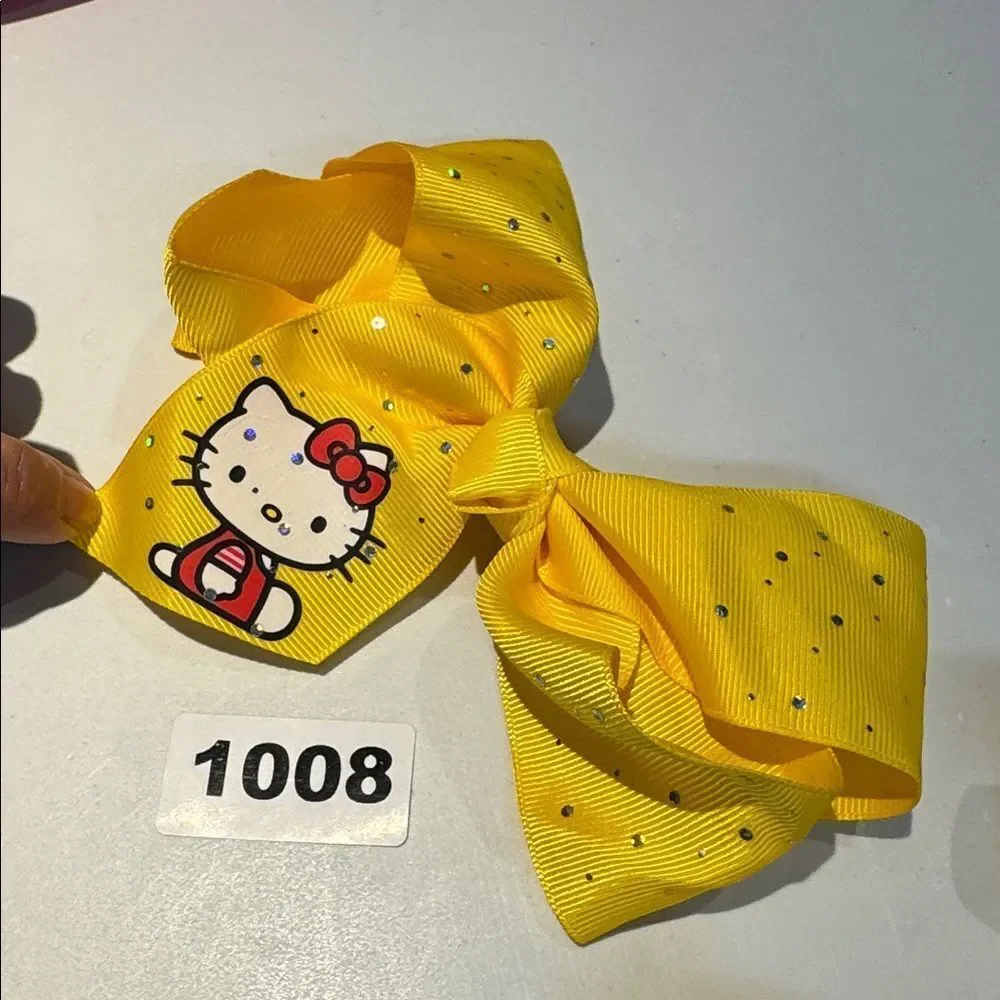 1008 Yellow Hello Kitty‎ Hair Bow Alligator Clip